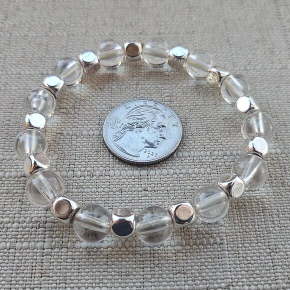 Fashion Bracelet Stretched Wrist Band Clear/Silver Tone Bracelet Adjustable New - Picture 11 of 11